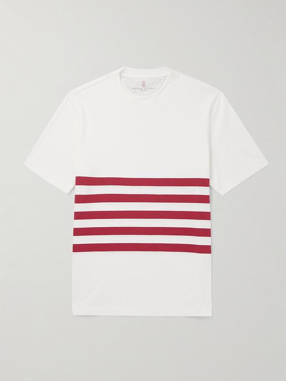 Striped white t-shirt from Brunello Cucinelli