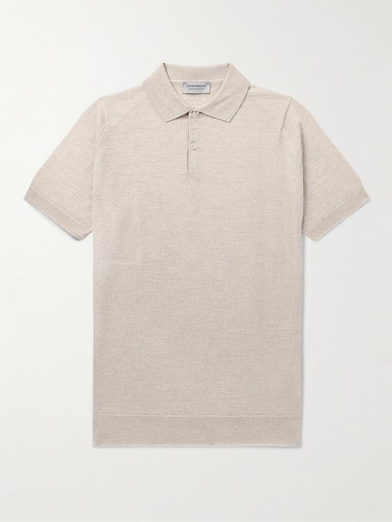 Beige short sleeve polo shirt from John Smedley