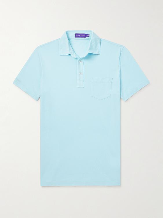 Light blue short sleeve polo shirt from Ralph Lauren Purple Label