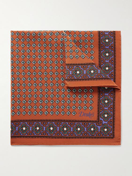 Brown pocket square from Drake's