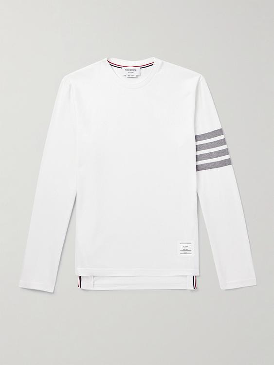 Striped white long sleeve t-shirt from Thom Browne