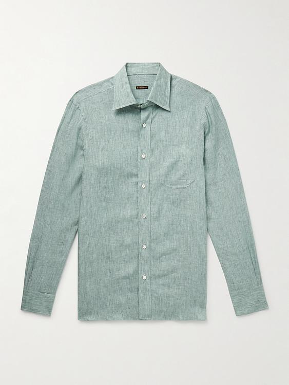 Light green linen shirt from Rubinacci