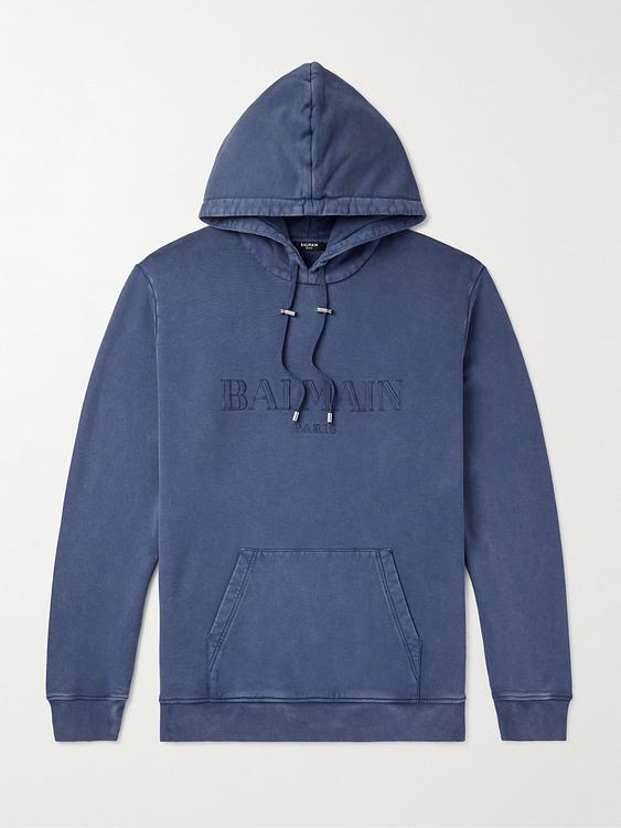 Print blue hooded sweatshirt from Balmain