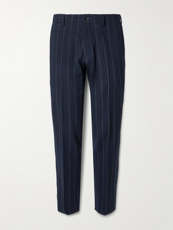 Striped black formal trousers from Mr P.