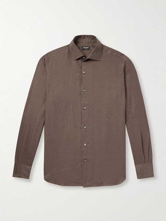 Taupe linen shirt from Zegna