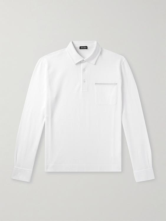 White long sleeve polo shirt from Zegna