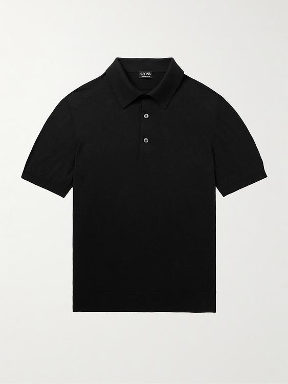 Black short sleeve polo shirt from Zegna
