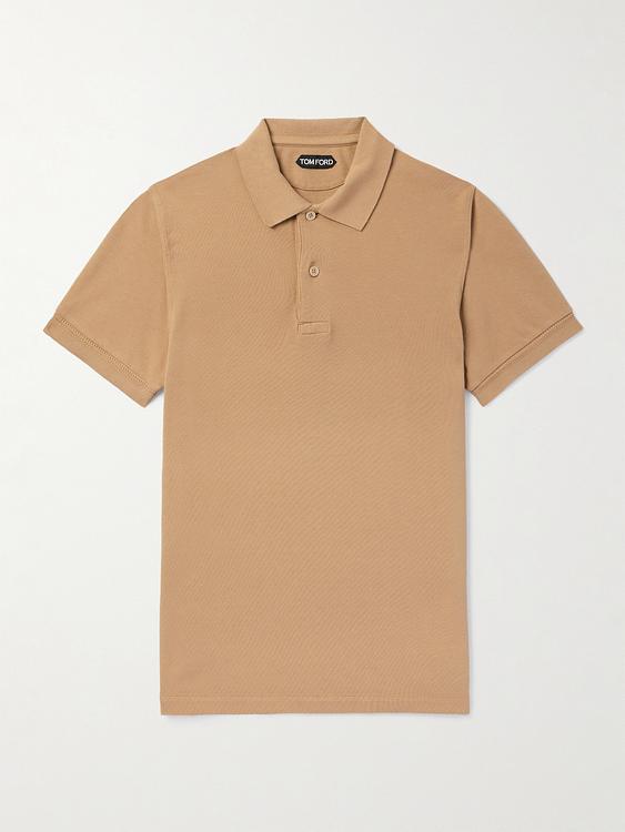 Taupe short sleeve polo shirt from Tom Ford