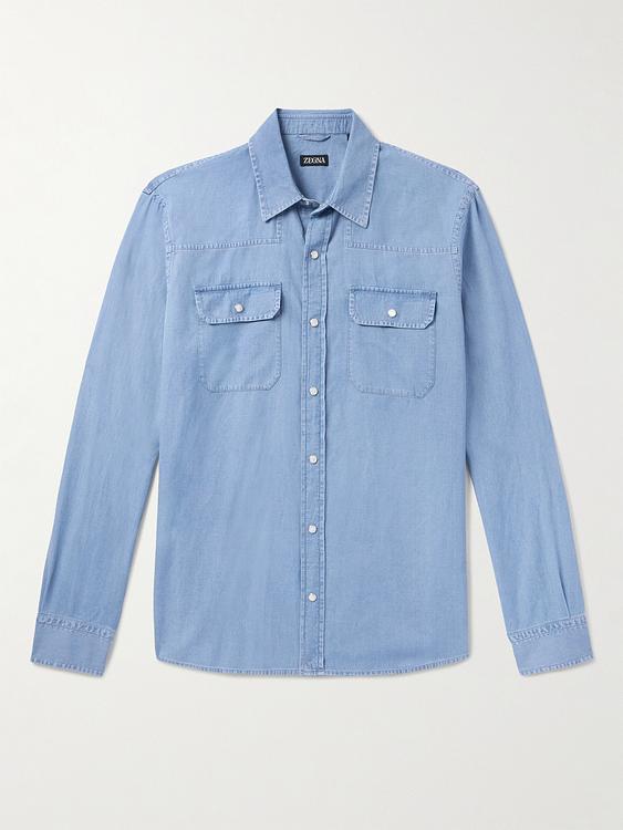 Blue linen shirt from Zegna