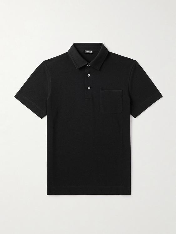 Black short sleeve polo shirt from Zegna
