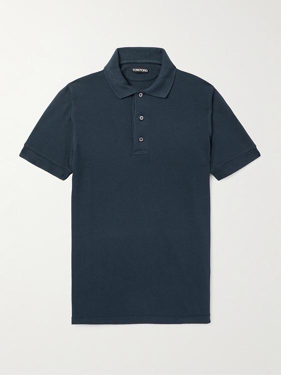 Dark grey short sleeve polo shirt from Tom Ford