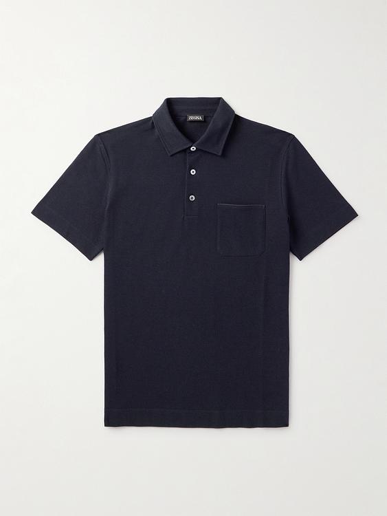 Black short sleeve polo shirt from Zegna