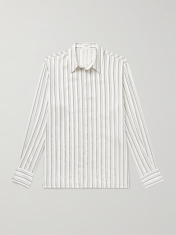 Striped white casual shirt from Saint Laurent