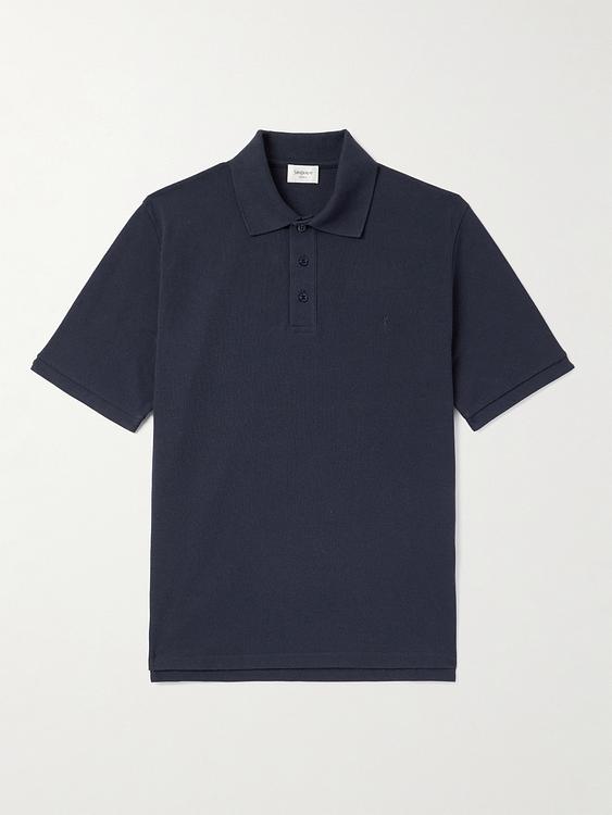Dark grey short sleeve polo shirt from Saint Laurent