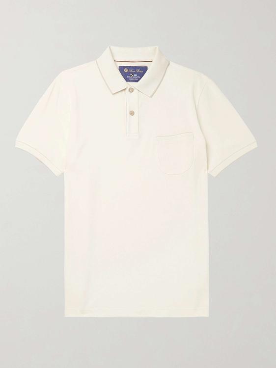 White short sleeve polo shirt from Loro Piana