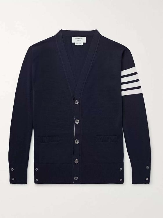 Black cardigan from Thom Browne