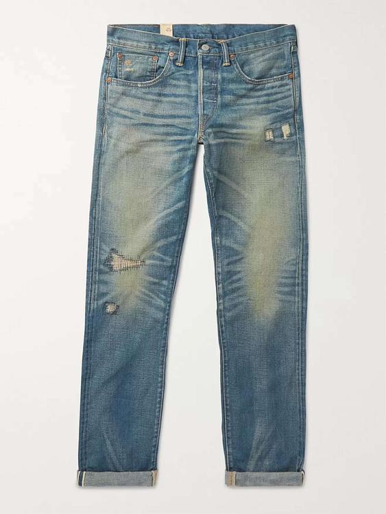 Dark grey distressed jeans from RRL