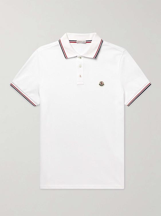 White short sleeve polo shirt from Moncler