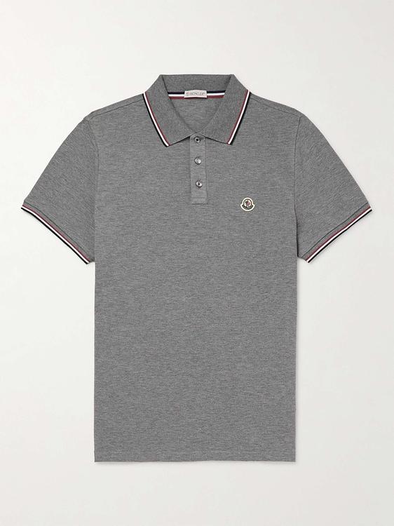 Grey short sleeve polo shirt from Moncler