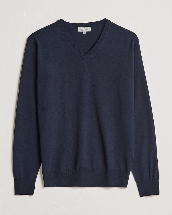Black v-neck sweater from Canali