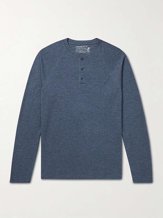 Dark grey henley shirt from Faherty