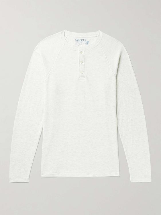 White henley shirt from Faherty