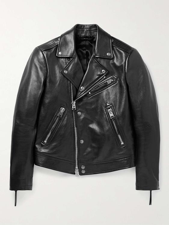 Black leather jacket from Tom Ford