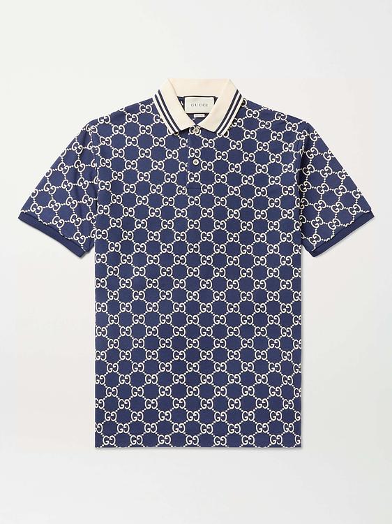 Dark blue short sleeve polo shirt from Gucci