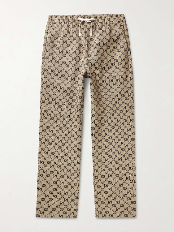 Taupe drawstring trousers from Gucci