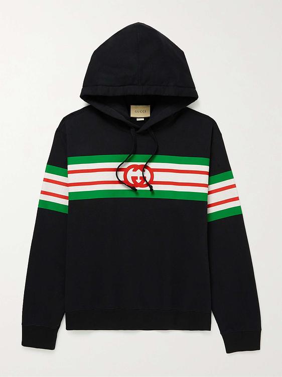 Print black hooded sweatshirt from Gucci