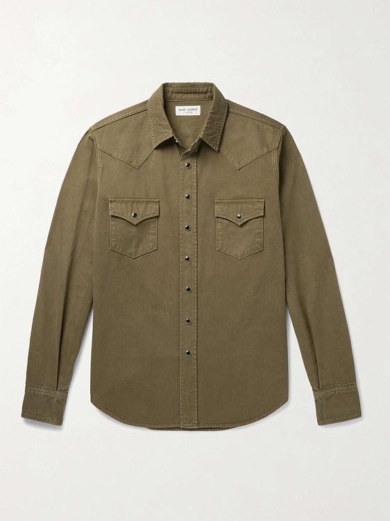 Taupe casual shirt from Saint Laurent