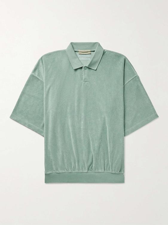 Teal short sleeve polo shirt from Fear Of God Essentials