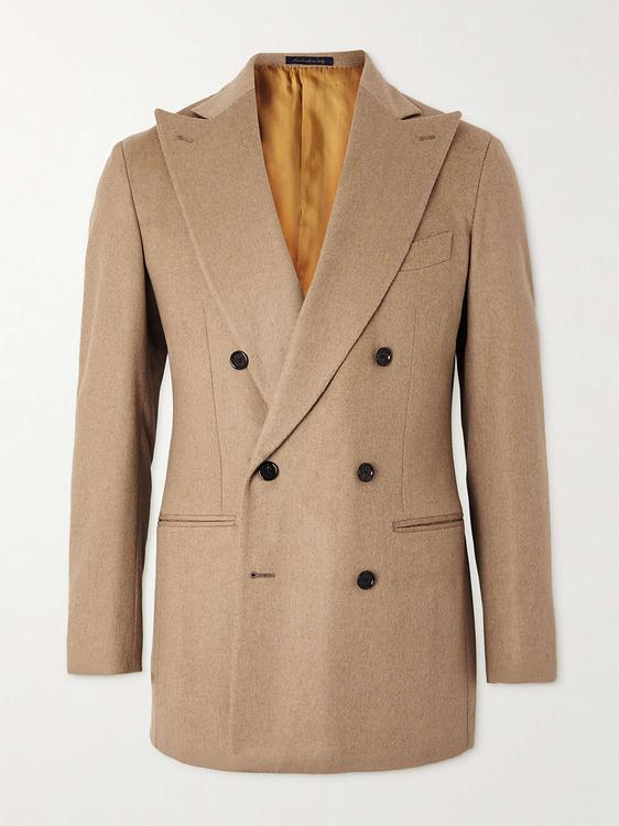 Brown double-breasted blazer from Saman Amel