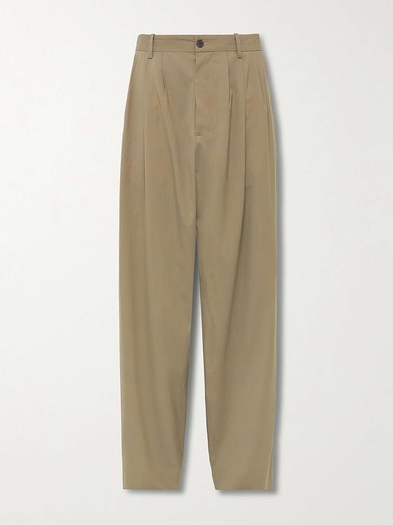 Taupe wide-leg casual trousers from The Row