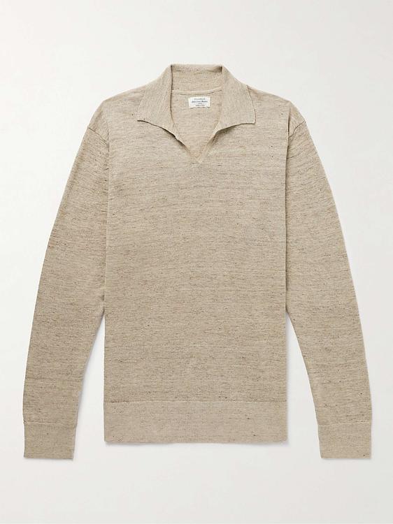 Taupe long sleeve polo shirt from Hartford