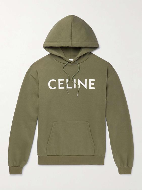Print taupe hooded sweatshirt from Celine Homme