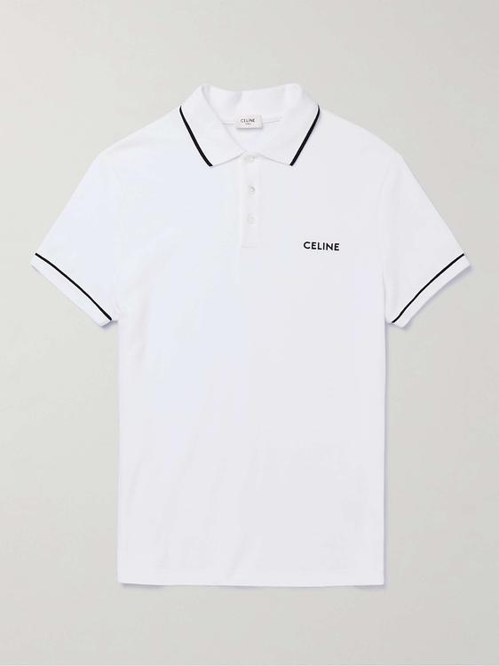White short sleeve polo shirt from Celine Homme