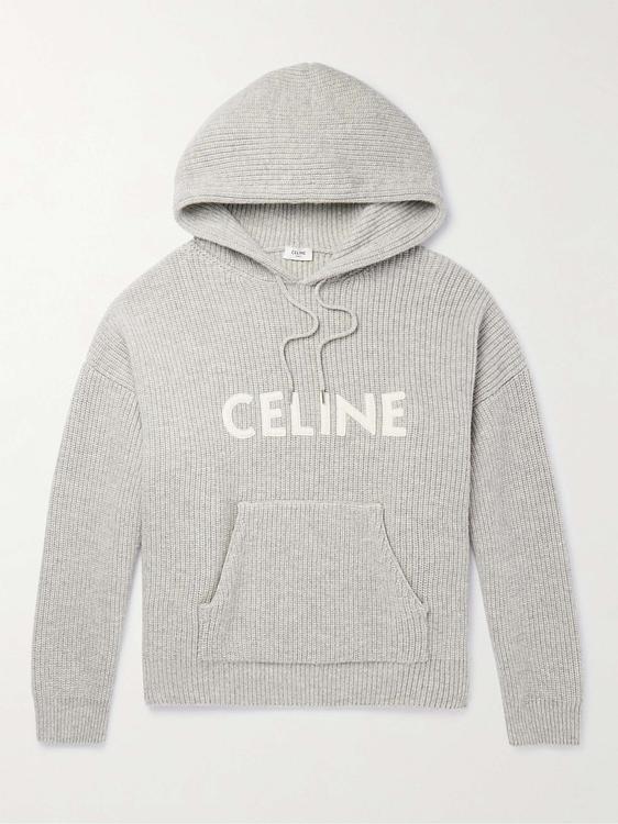 Print grey hooded sweatshirt from Celine Homme