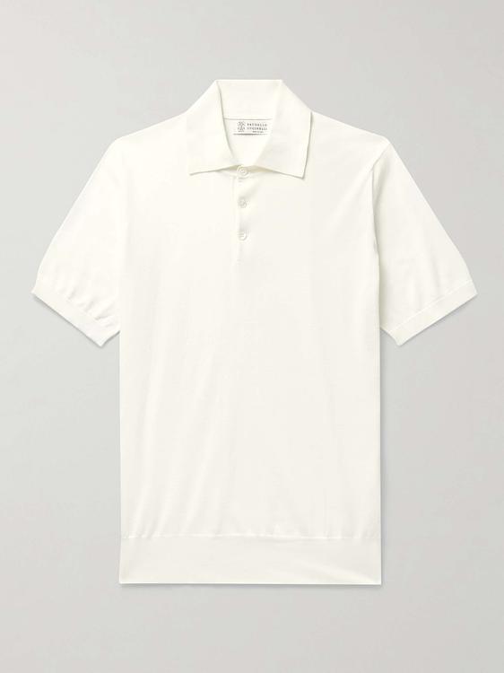 White short sleeve polo shirt from Brunello Cucinelli