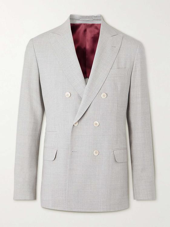Grey double-breasted suit jacket from Brunello Cucinelli