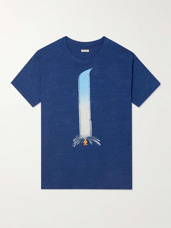 Print dark blue t-shirt from Kapital