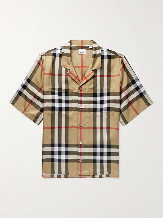 Checkered taupe short sleeve shirt from Burberry