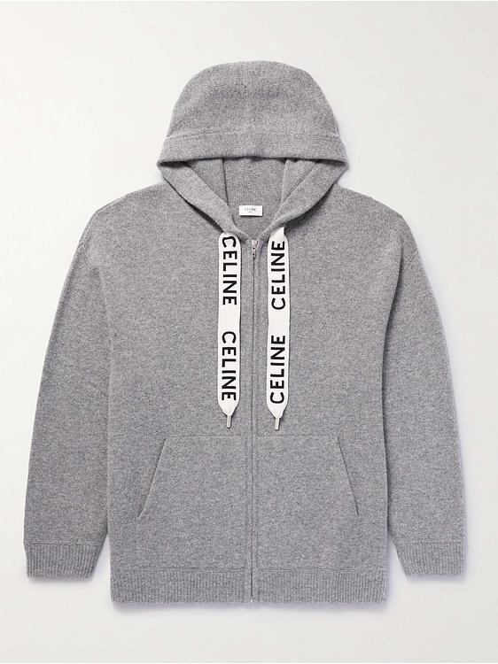 Print grey hooded sweatshirt from Celine Homme