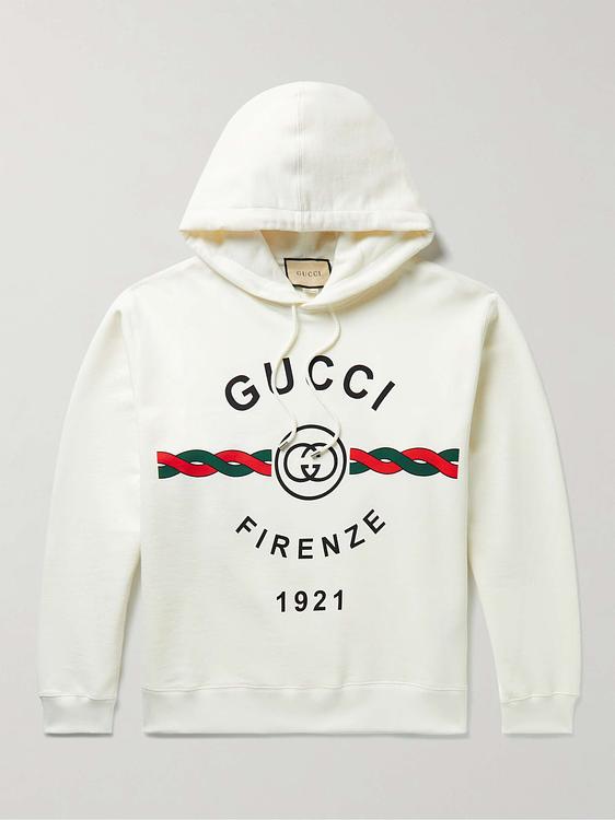 Print white hooded sweatshirt from Gucci