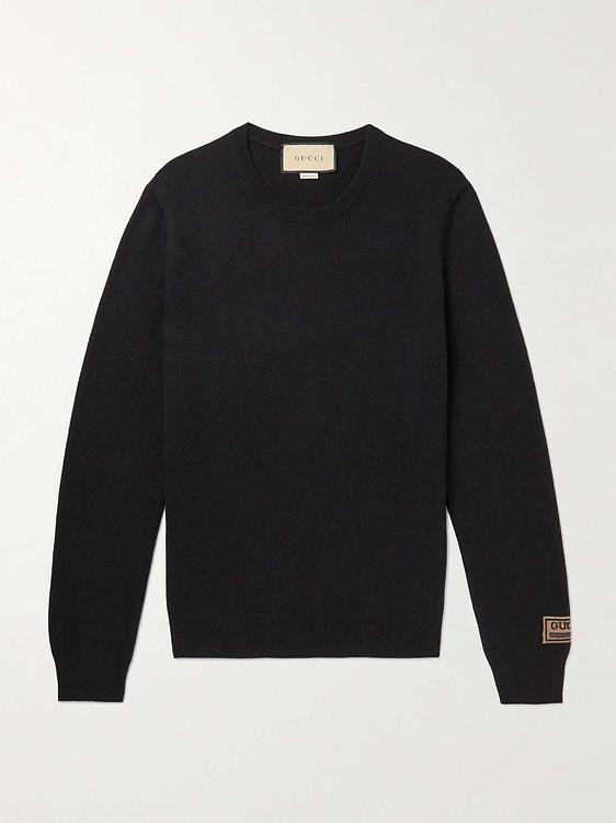 Black cashmere sweater from Gucci