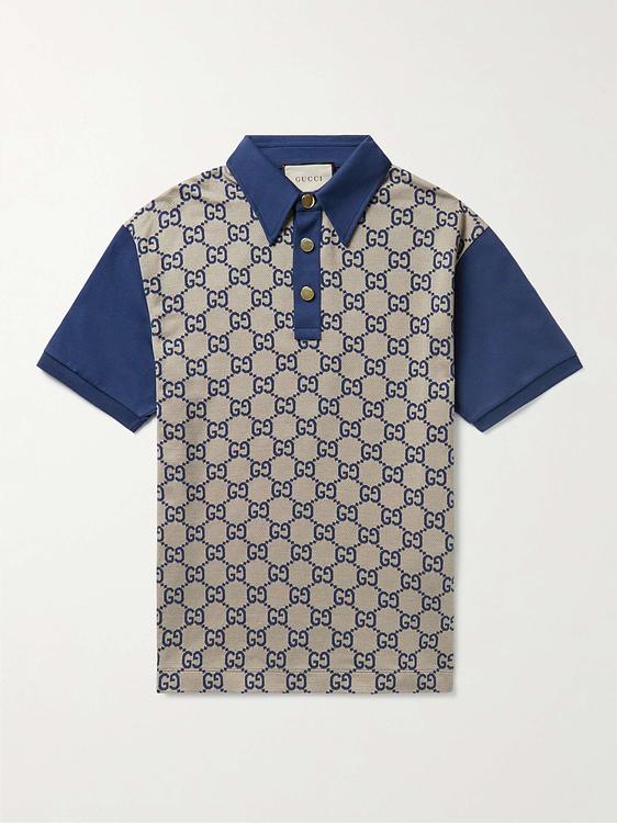 Taupe short sleeve polo shirt from Gucci