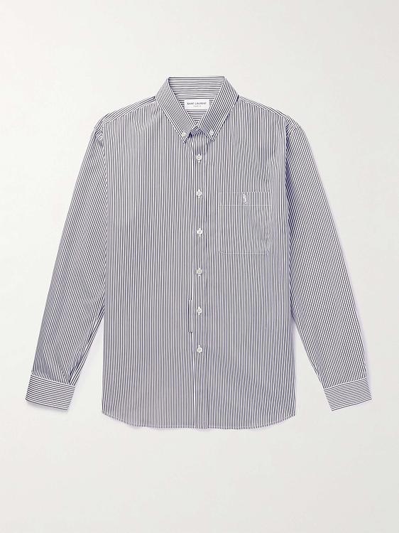 Striped white casual shirt from Saint Laurent