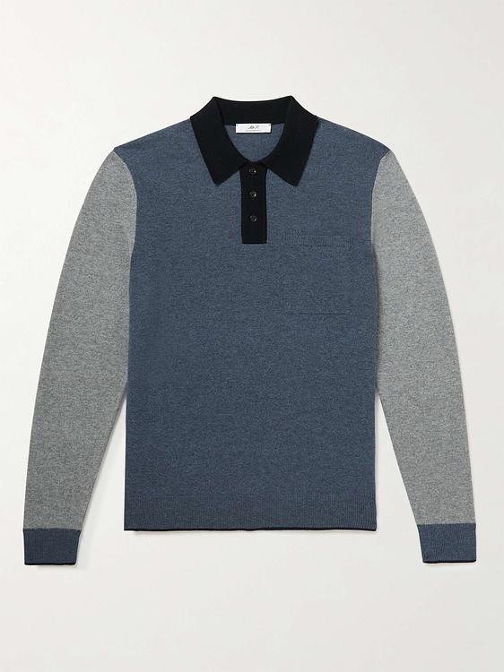 Dark blue long sleeve polo shirt from Mr P.