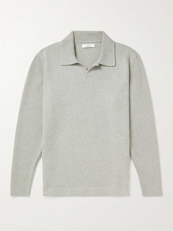 Grey long sleeve polo shirt from Mr P.