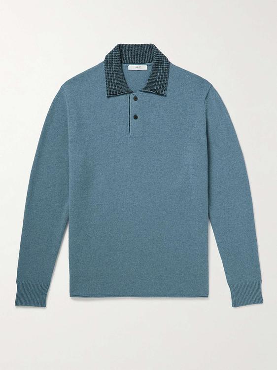 Dark grey long sleeve polo shirt from Mr P.